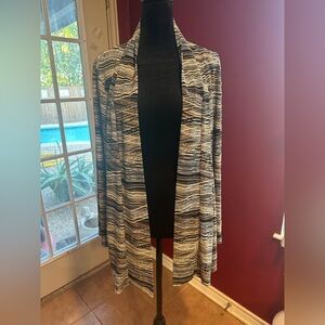 Kasper Women’s Open Front Cardigan Jacket L Abstract Print Stretch Career